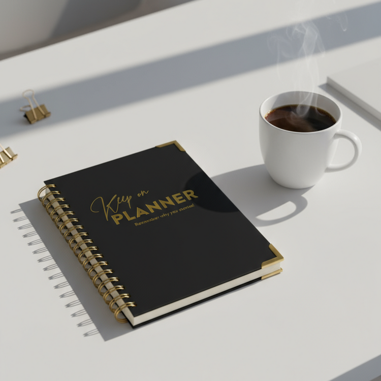 The "She Plans, She Wins" Black Planner Set -Mother's Day