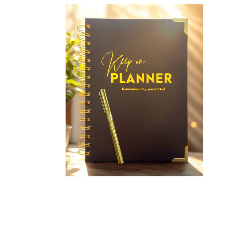 The "She Plans, She Wins" Black Planner Set -Mother's Day